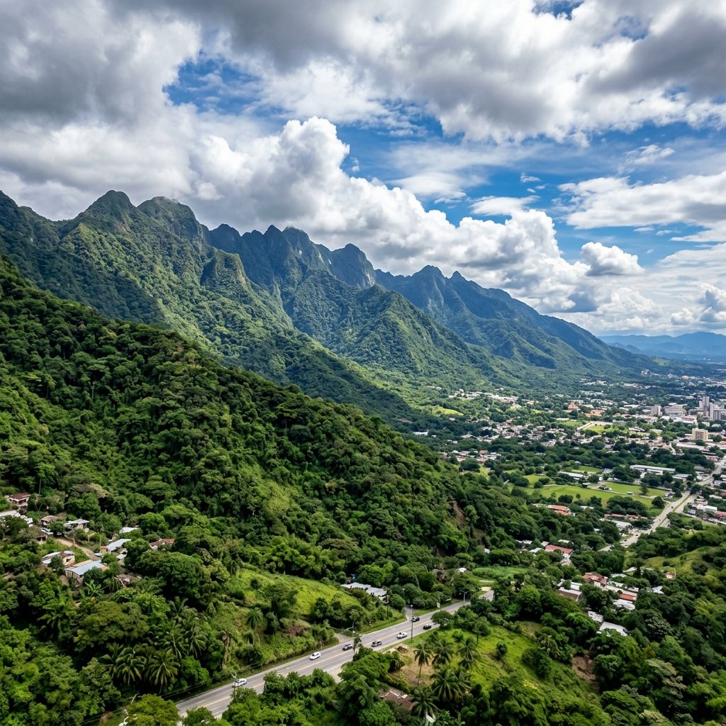 Bosque verde y cordillera de El Merendón en Armenta